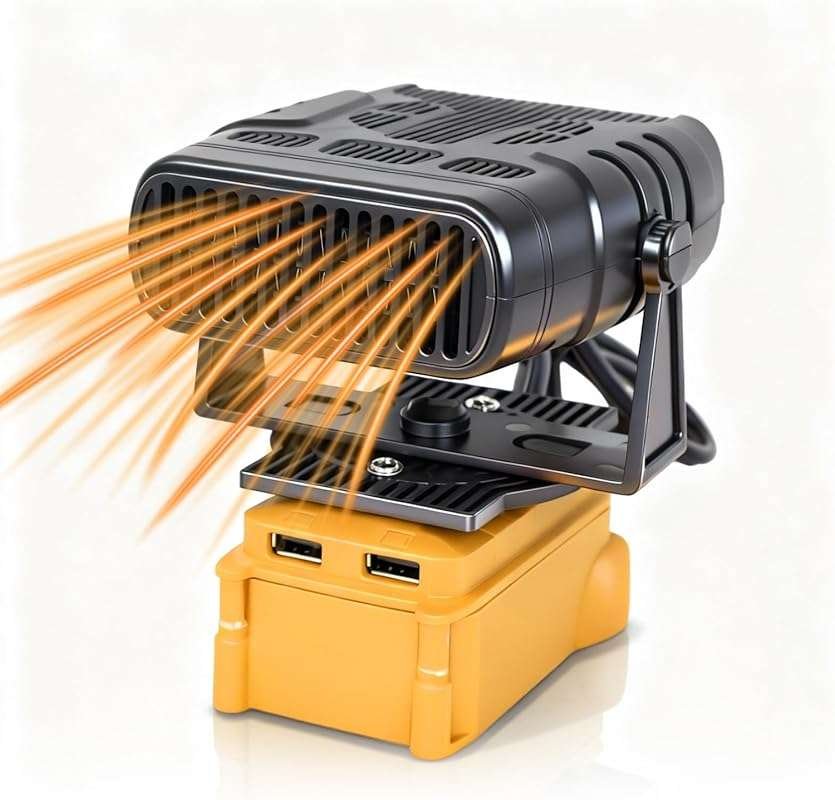 Portable Small Tent Heater for Dewalt 20V Battery with Adjustable Angl