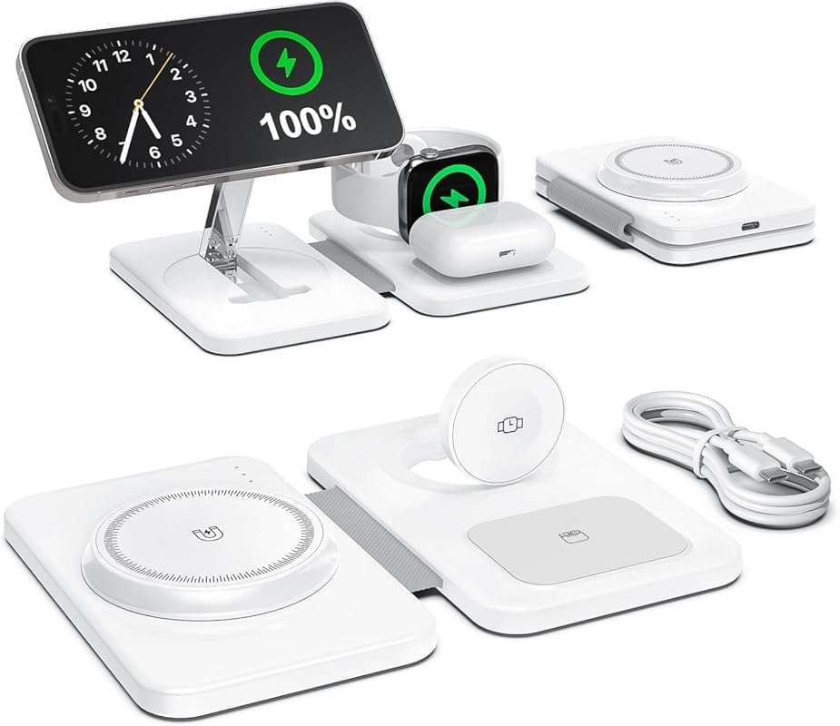 Magnetic 3-in-1 Wireless Charger for iPhone, Apple Watch, and AirPods 