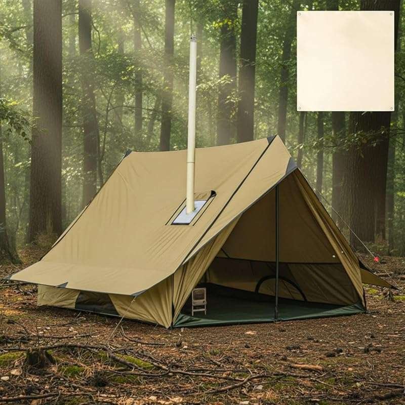 Soulchen Camping Hot Tent with Stove Jack, 4.9ft Standing Room Portabl
