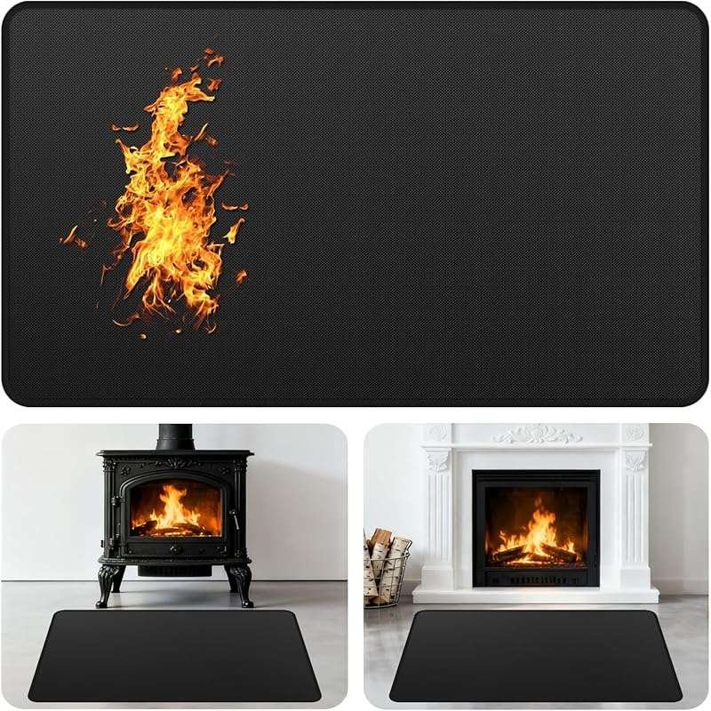 Fireplace Mat for Fireplaces and Fire Pits, Heat Resistant Floor Prote