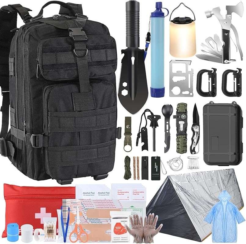 Survival Kit for Kids, 258 Pieces Emergency Gear with Water Filter, La