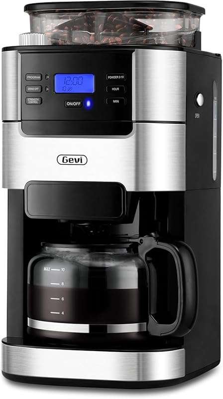 Gevi 10-Cup Programmable Drip Coffee Maker with Built-in Burr Grinder 