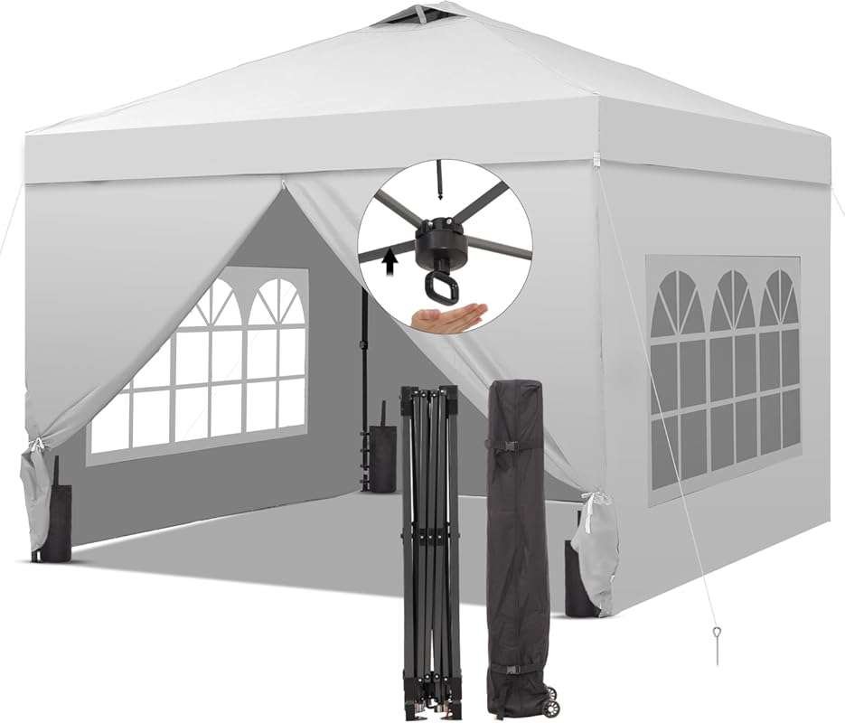 Saemoza 12x12 Pop Up Canopy Tent with One Push Setup, Portable Sun Sha