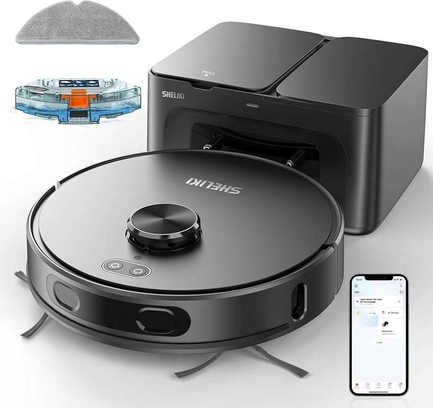 Robot Vacuum and Mop with Self-Emptying Base and LiDAR Navigation for 