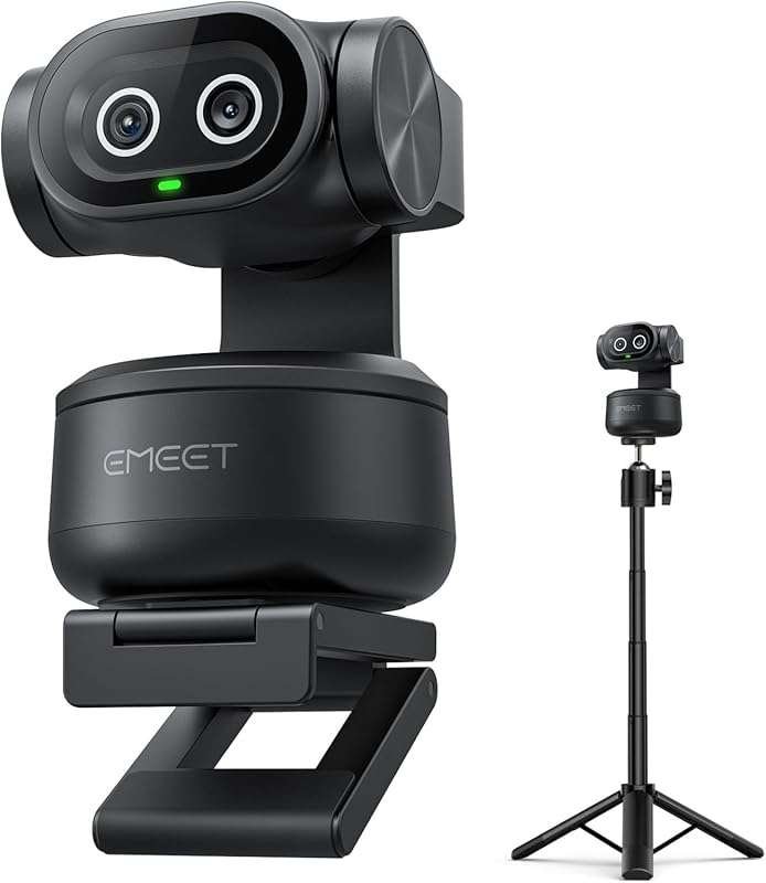 EMEET PIXY 4K AI PTZ Webcam for Meetings: Dual Camera, AI Tracking, Au