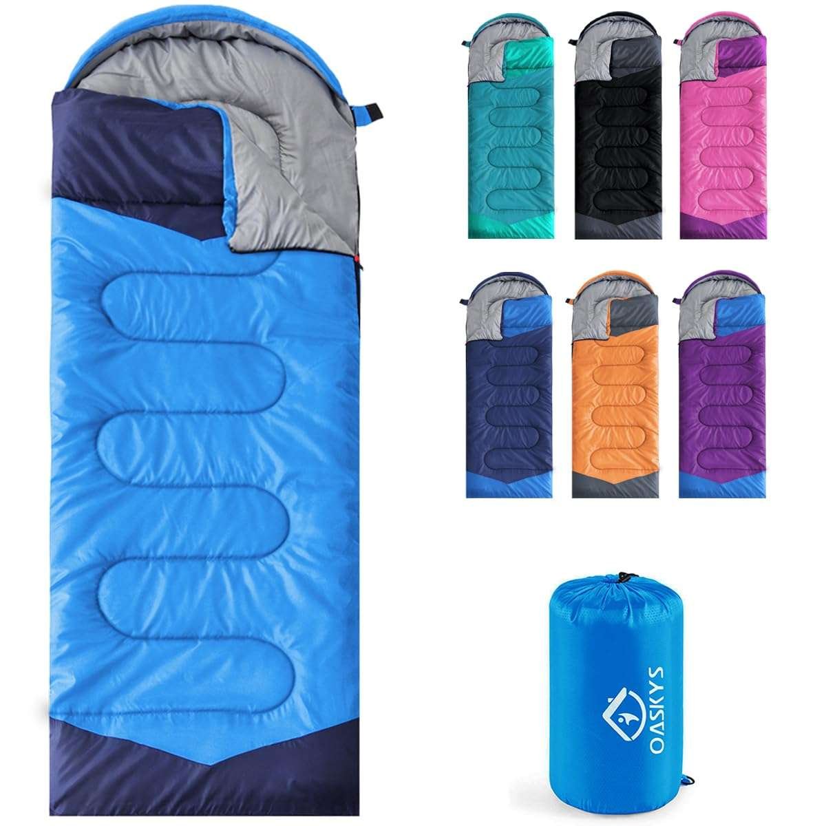 oaskys Camping Sleeping Bag - 3 Season Warm & Cool Weather - Summer Spring Fall 