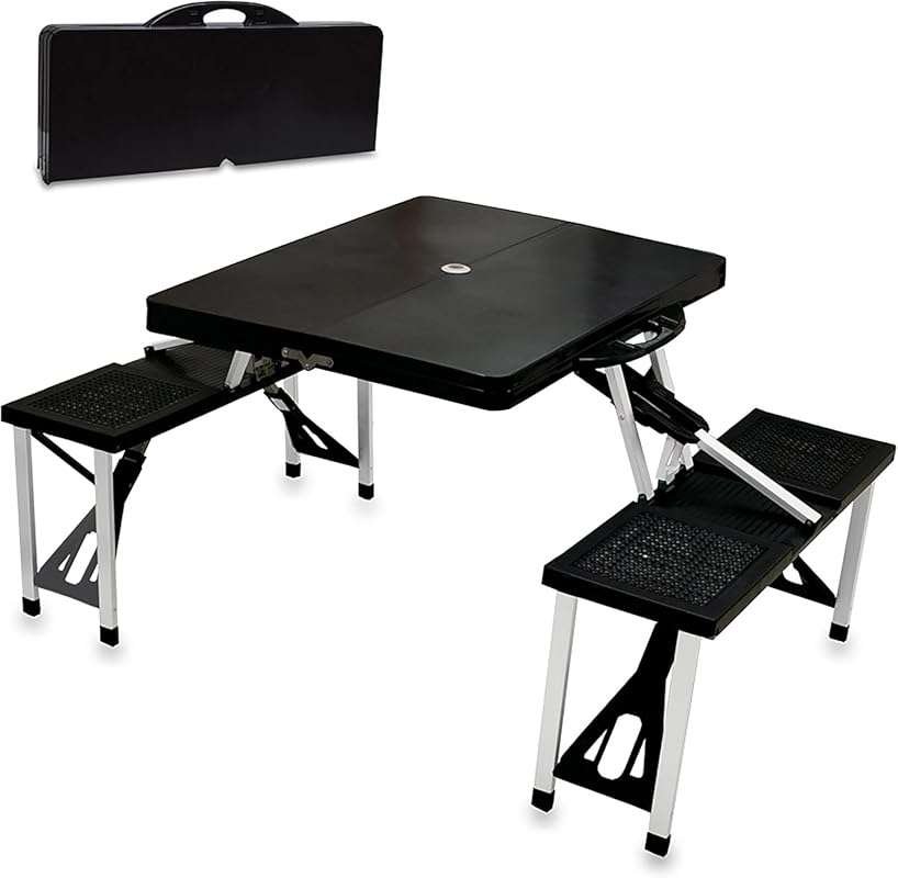 Picnic TIME Lightweight Aluminum Folding Picnic Table with Seats and U