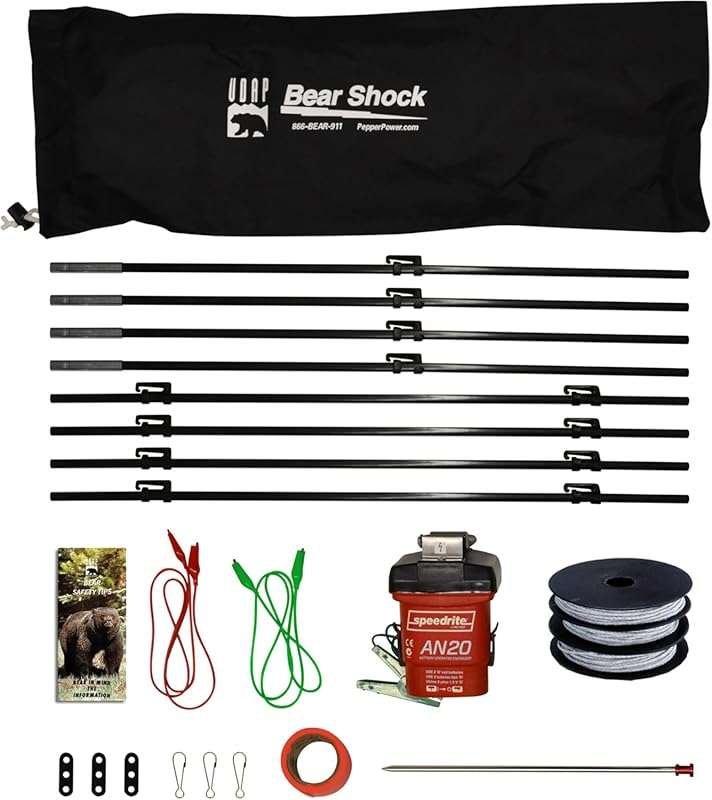 Bear Shock UDAP Ultra Light Electric Fence Kit for Camp - Portable 27x