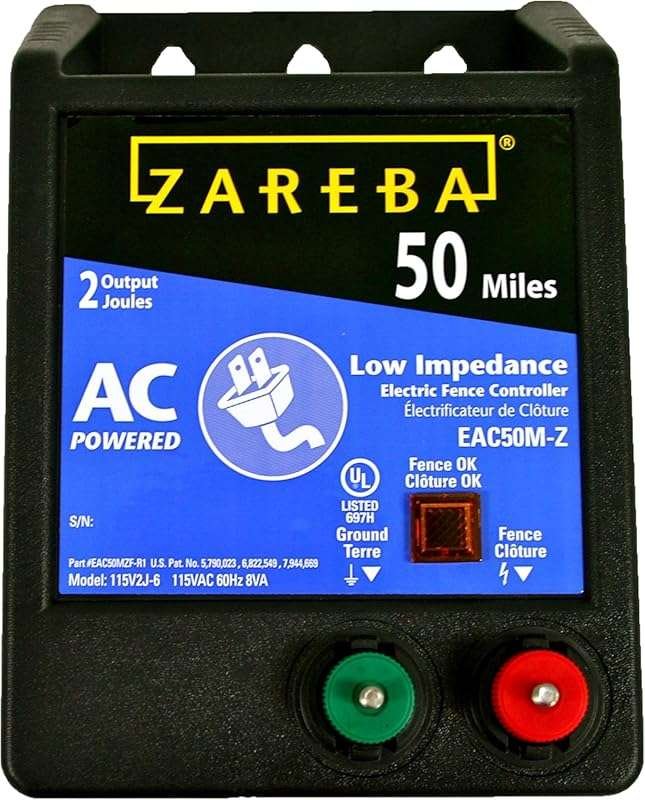 Zareba 50 Mile AC-Powered Low Impedance Electric Fence Charger for Liv
