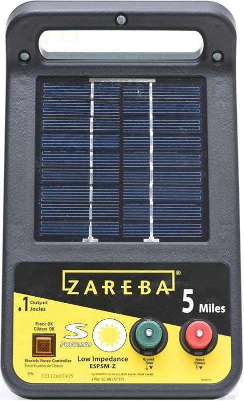 Zareba ESP5M-Z Solar Powered Electric Fence Charger - 5 Mile Energizer