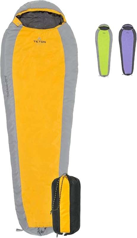 Teton 20F Sleeping Bag for Camping and Hiking, Lightweight Mummy Desig