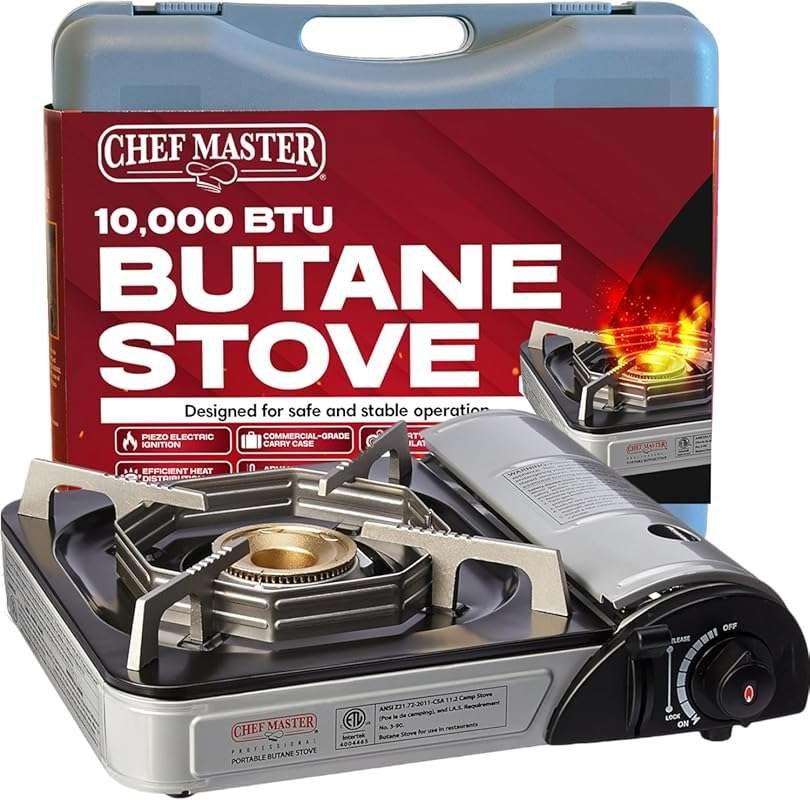 Chef-Master 10,000 BTU Butane Countertop Stove with Carry Case & Piezo