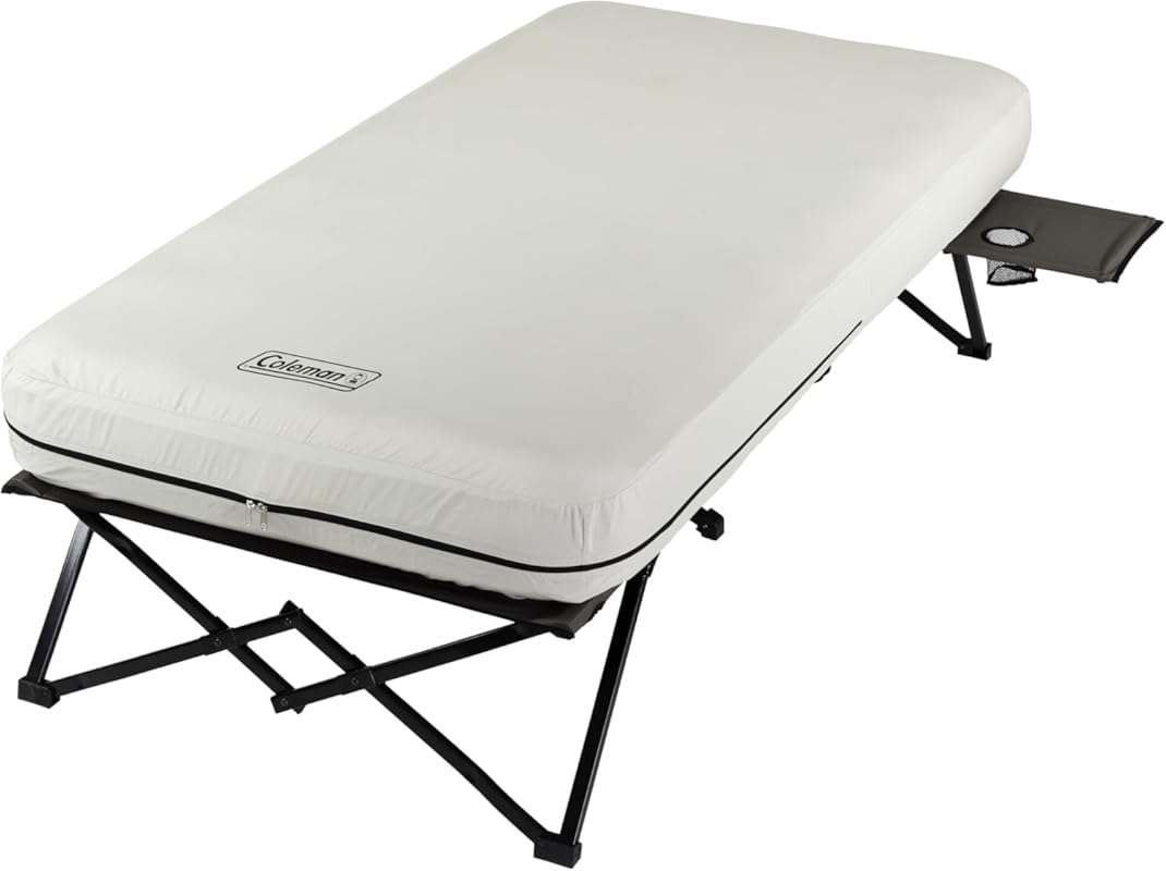 Coleman Queen Airbed Cot Combination with Steel Frame, Side Table, & B
