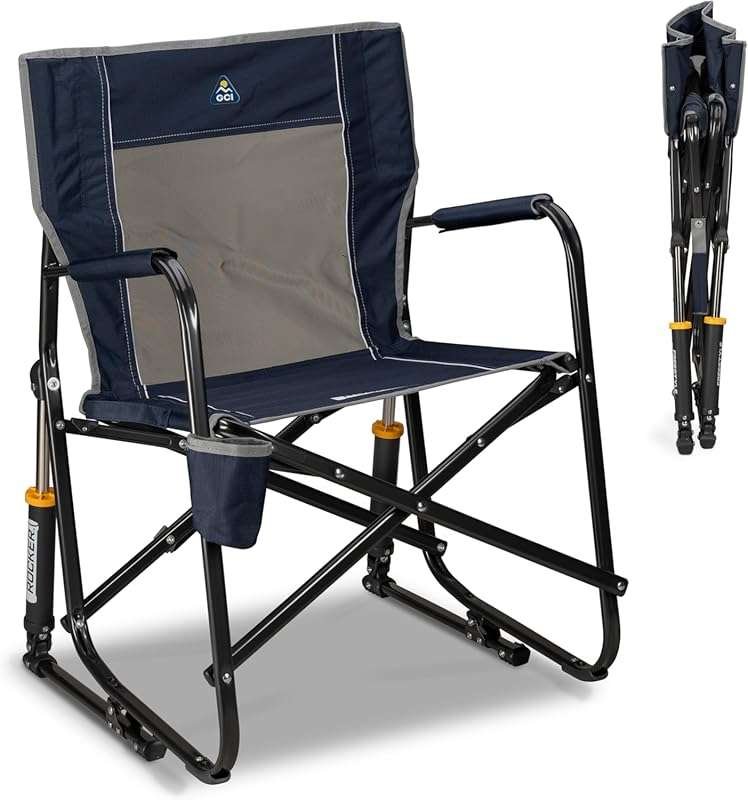 GCI Outdoor Freestyle Rocker Portable Folding Camping Chair with Drink