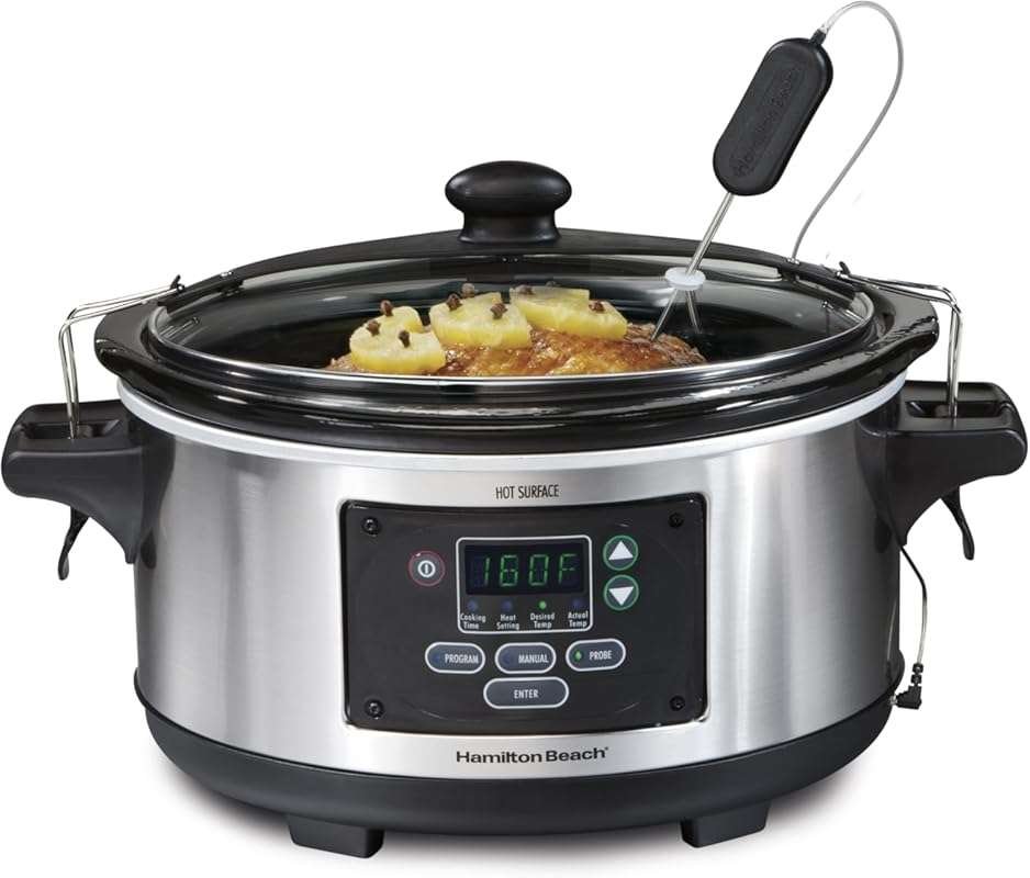 Hamilton Beach 6 Quart Digital Programmable Slow Cooker with Lid Lock 
