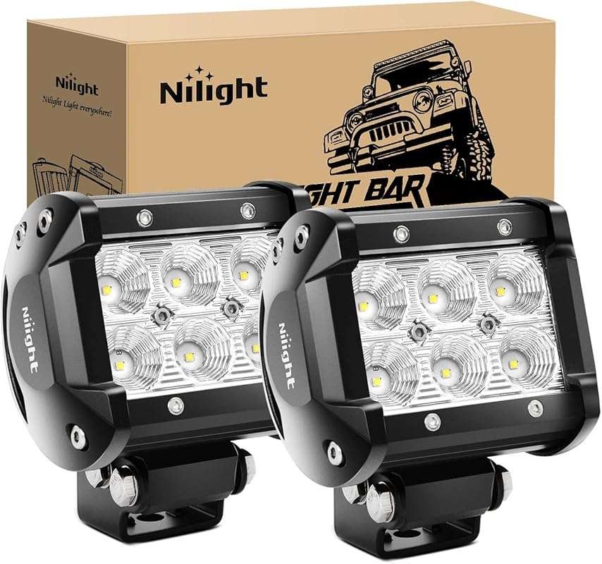 Nilight 18W LED Pods 2-Pack: Super Bright Flood Off-Road Driving Work 