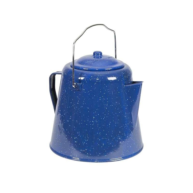 Stansport 20 Cup Blue Enamel Coffee Pot, Durable and Compact for Outdo