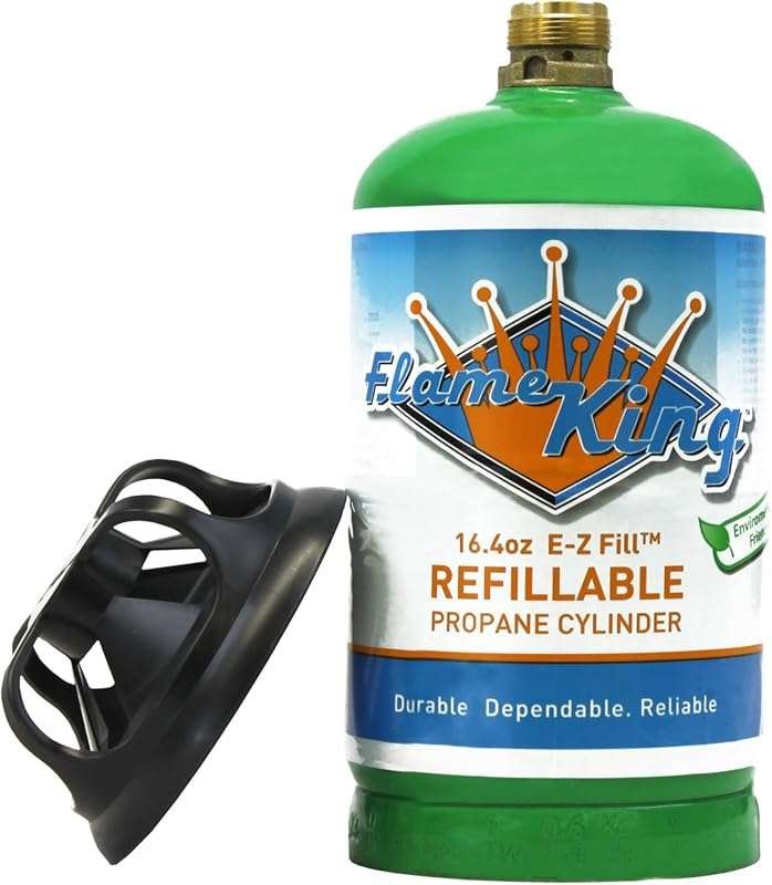 Flame King 1LB Refillable Propane Cylinder Tank - DOT Compliant, Green