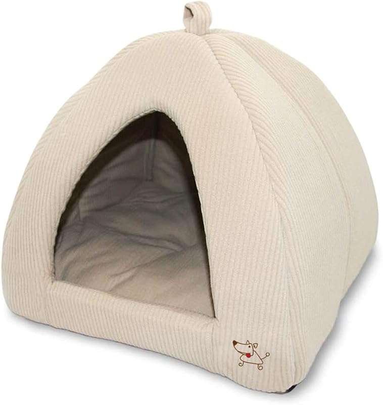 Best Pet Supplies Beige Corduroy Dog and Cat Bed Tent