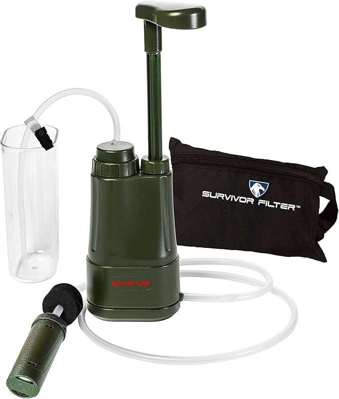 Survivor Filter PRO Hand Pump Water Filtration System for Camping, Sur