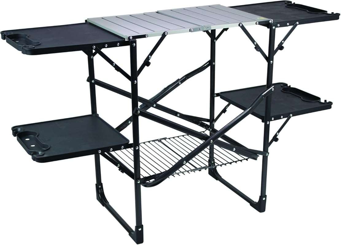GCI Outdoor Slim-Fold Portable Folding Cook Station Kitchen Table with
