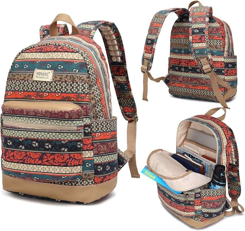Kinmac Bohemian Laptop Backpack with Cushioned Straps, Travel Outdoor 