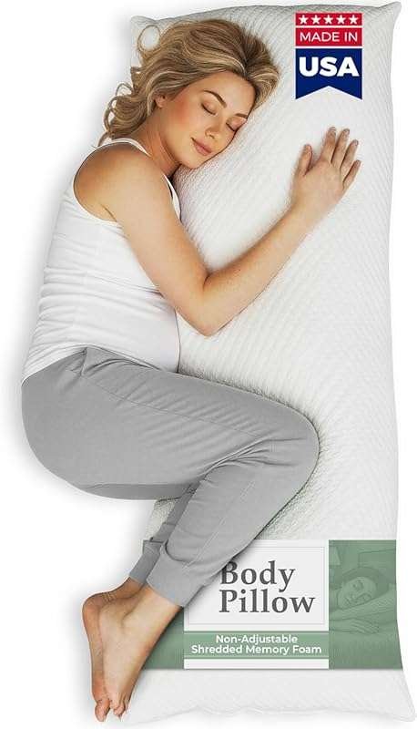 Snuggle-Pedic Full Body Pillow for Adults – Breathable, Cooling Shredd