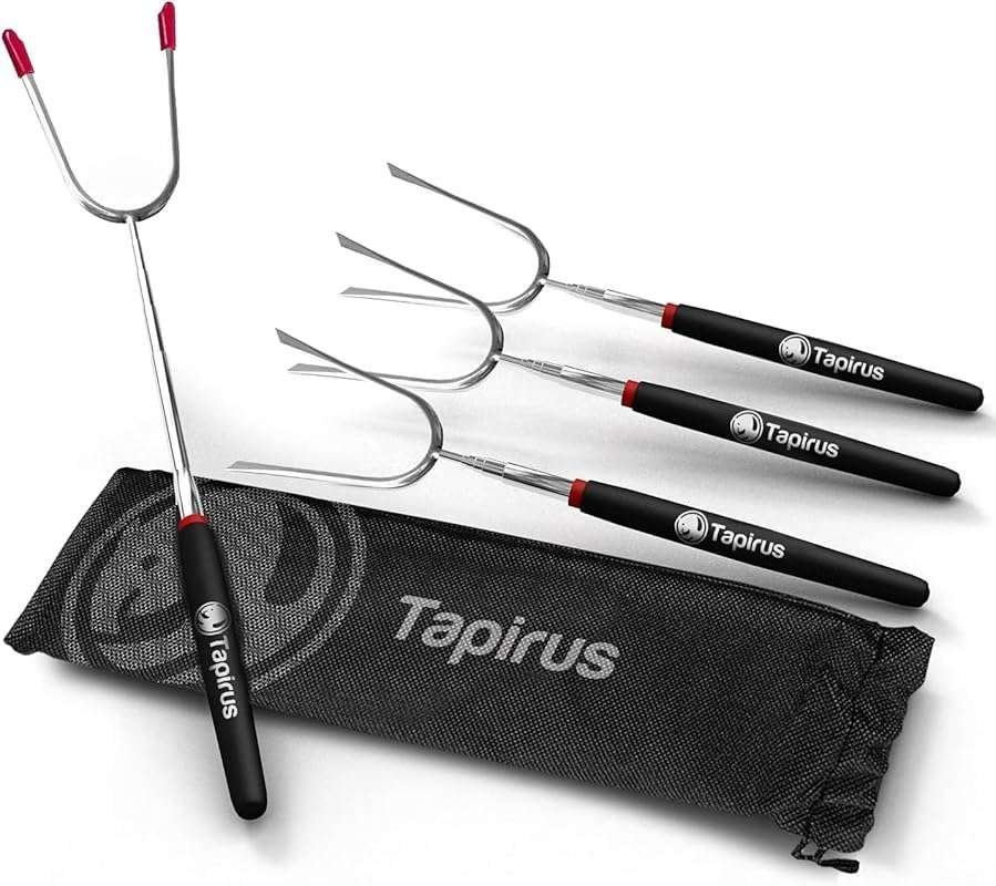 Tapirus Set of 4 Extra Long Retractable Roasting Sticks for Smores & H