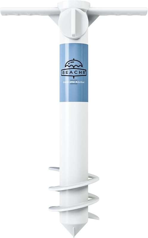 Heavy Duty Beach Umbrella Sand Anchor Base with Spiral Screw, Rust-Res