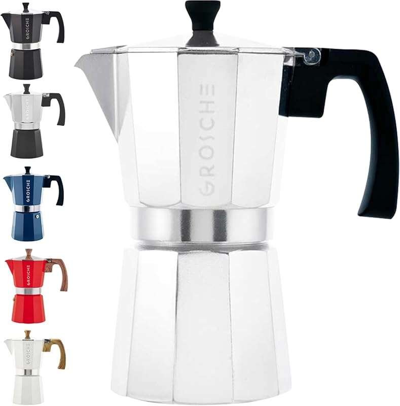 GROSCHE Milano 9 Espresso Cup Moka Pot Stovetop Percolator for Rich Co