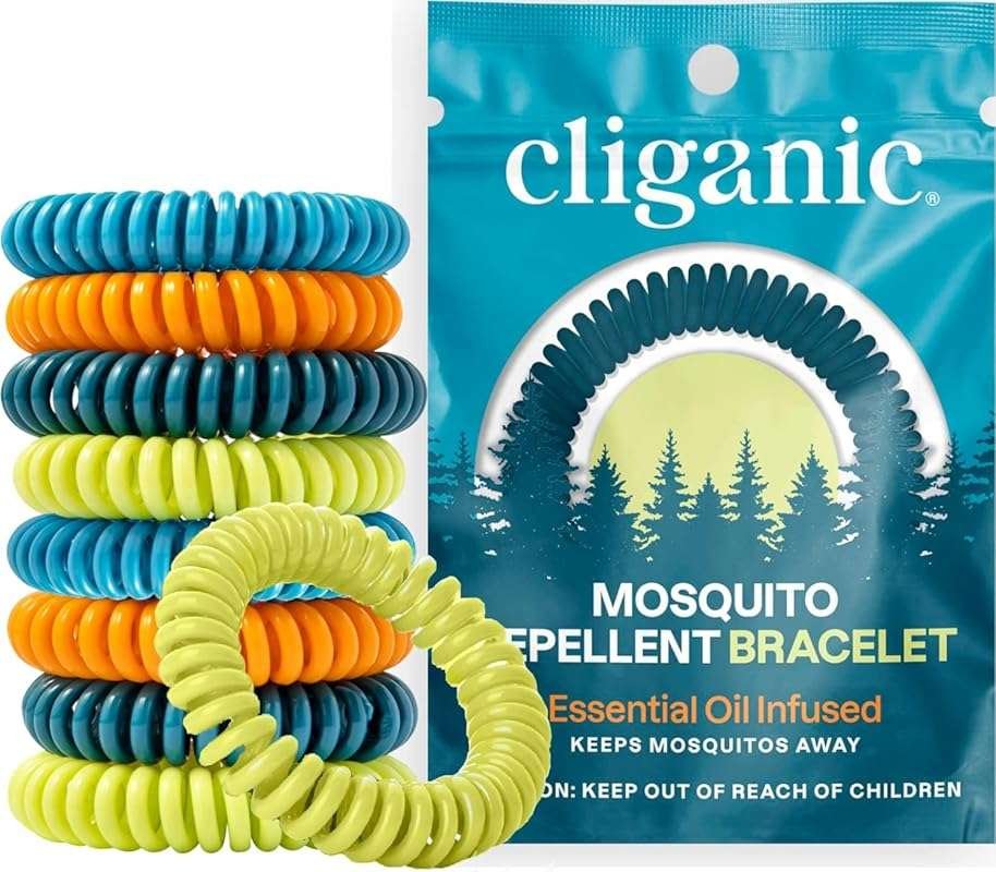 Cliganic 10 Pack Natural DEET-Free Mosquito Repellent Bracelets for Ad