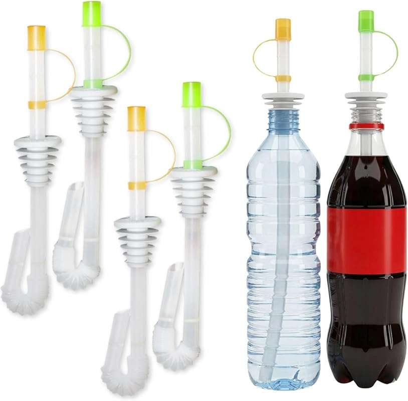 Jokari Sip and Seal Soda Straws 4-Pack, Spill-Proof Flexible Drinking 