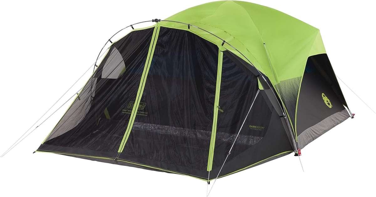 Coleman Carlsbad Dark Room 4/6 Person Tent: Screened Porch, 90% Sun Bl