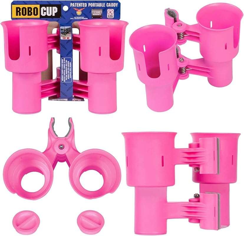 ROBOCUP Patented Clamp-On Boat Cup Holder for Drinks, Poles, and Marin