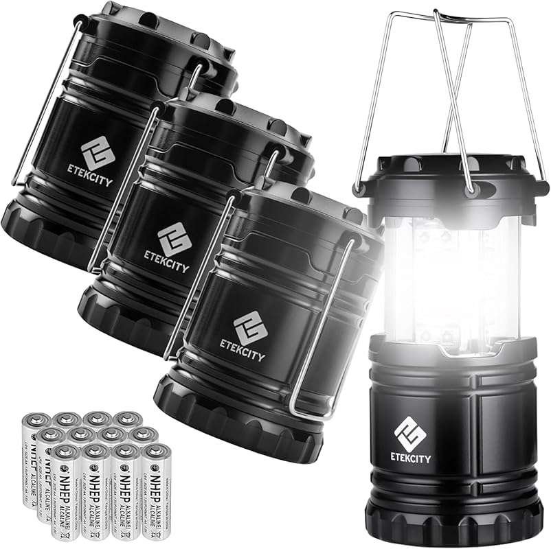 Etekcity 4 Pack LED Camping Lanterns: Ultra Bright Battery Operated Li