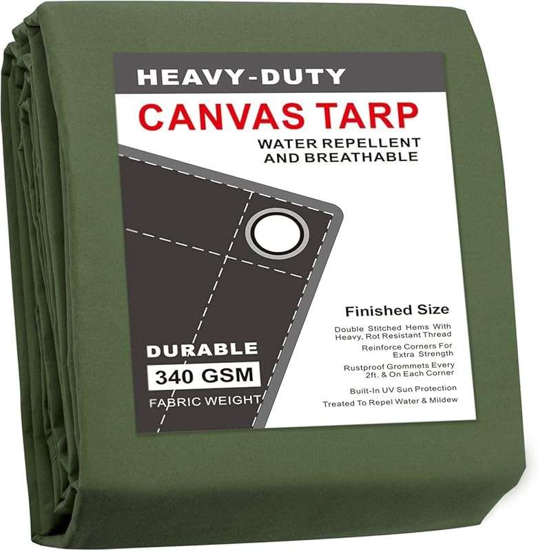 CARTMAN 6x8 Ft Heavy Duty Canvas Tarp with Rustproof Grommets - Multip
