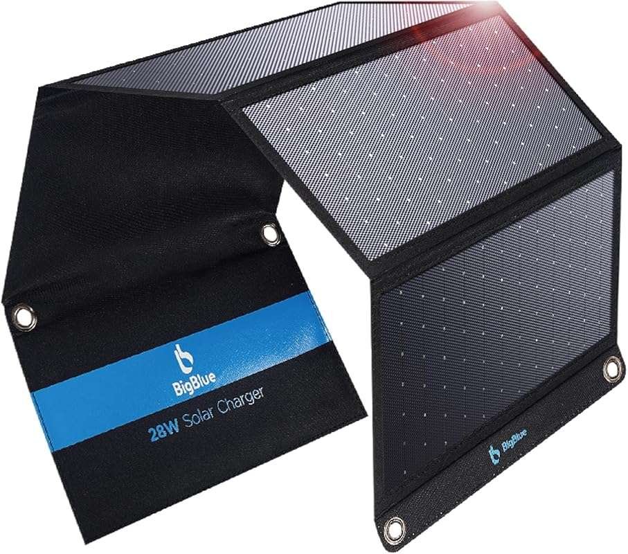 BigBlue 28W Portable Solar Panel Charger with Dual USB-C/A for Outdoor