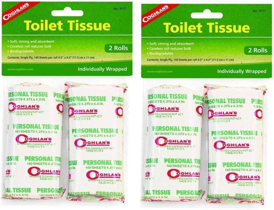 Coghlan's 9177 2-Ply Toilet Tissue - 4 Pack Soft & Septic Safe Bath Ti