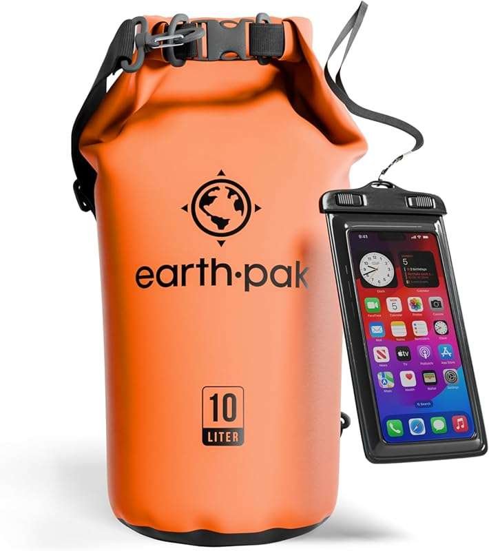 Earth Pak Waterproof Dry Bag Backpack with Roll Top Closure and Waterp