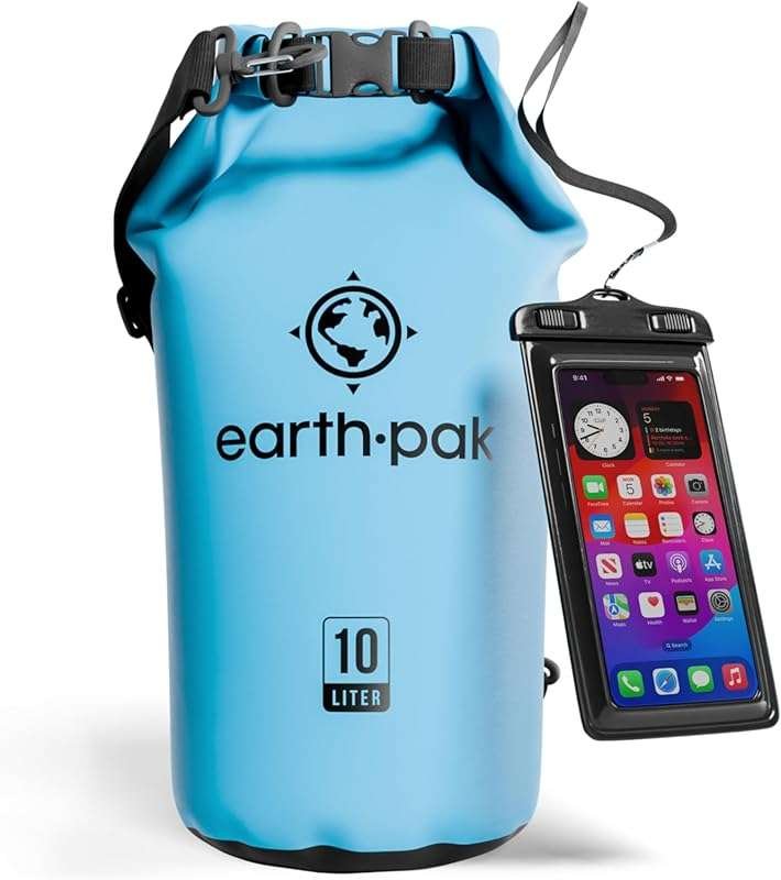 Earth Pak Waterproof Dry Bag with Roll Top and Phone Case for Kayaking