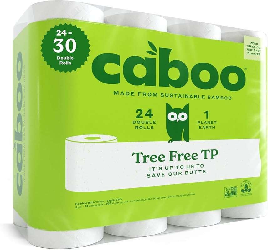 Caboo Tree Free Bamboo Toilet Paper, Septic Safe, Biodegradable, Soft,