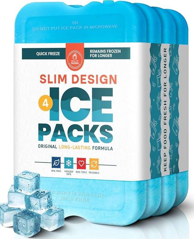 Healthy Packers Reusable Slim Ice Packs for Lunch Boxes & Coolers, Lon