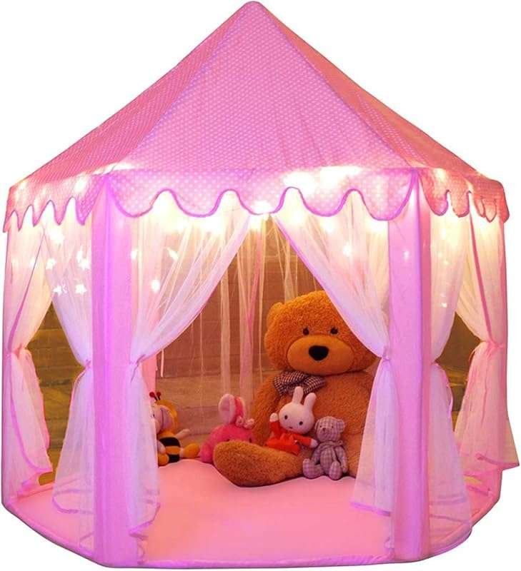 Large Princess Tent for Girls with Star Lights for Indoor Outdoor Play