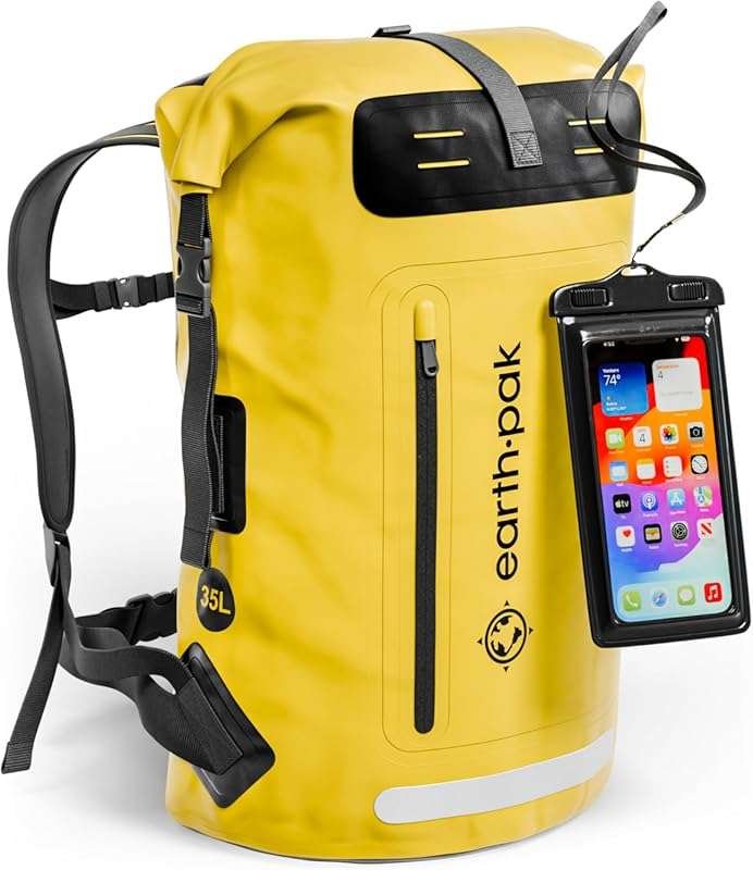 Earth Pak Waterproof Heavy Duty Hiking Backpack: Roll-Top Closure Dry 