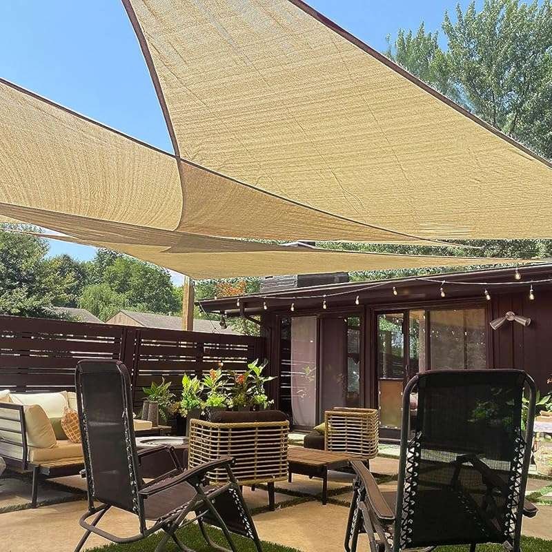LOVE STORY 16'5''x16'5''x16'5'' Sand Triangle Sun Shade Sail Canopy wi