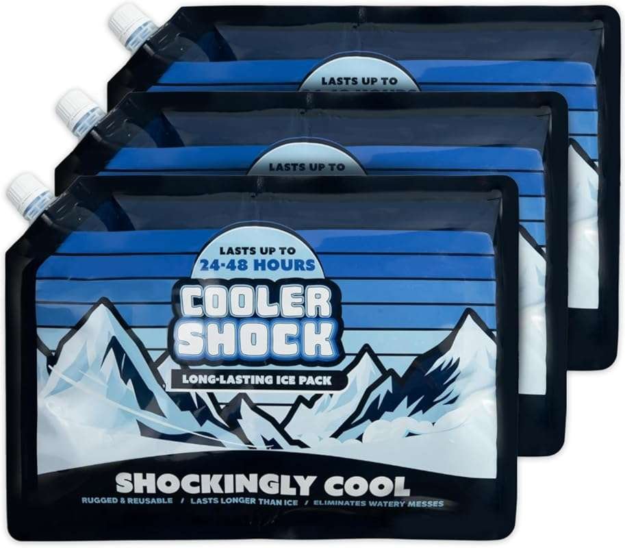 Cooler Shock Reusable Ice Packs, Long-Lasting Cold Freezer Packs for C
