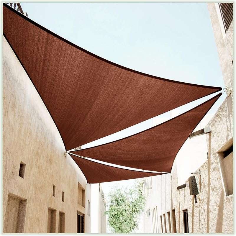ColourTree 20'x20'x20' Brown Heavy Duty Mesh Sun Shade Sail Canopy wit