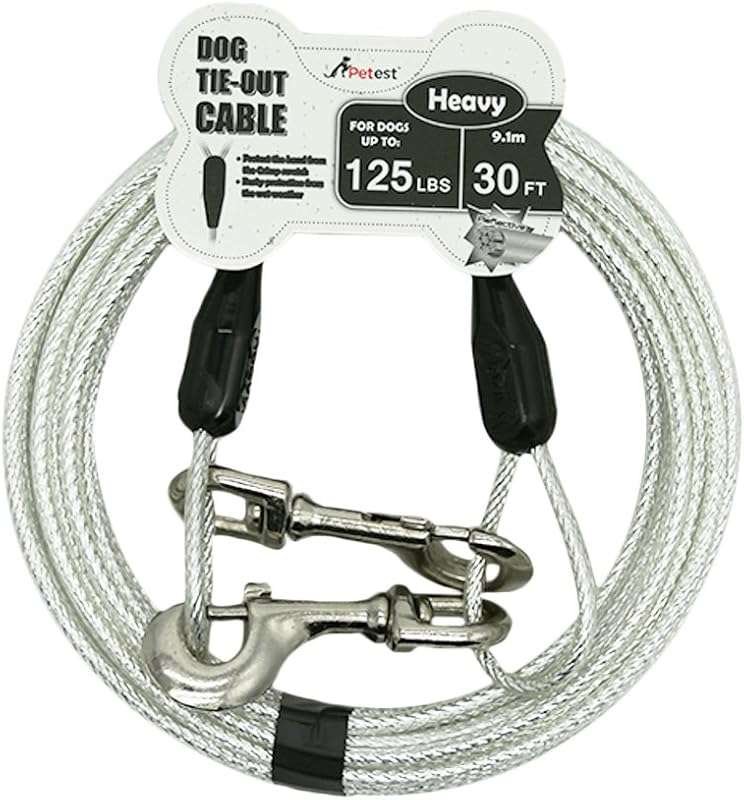 Petest 30ft Reflective Tie-Out Cable for Heavy Dogs, Supports Up to 12