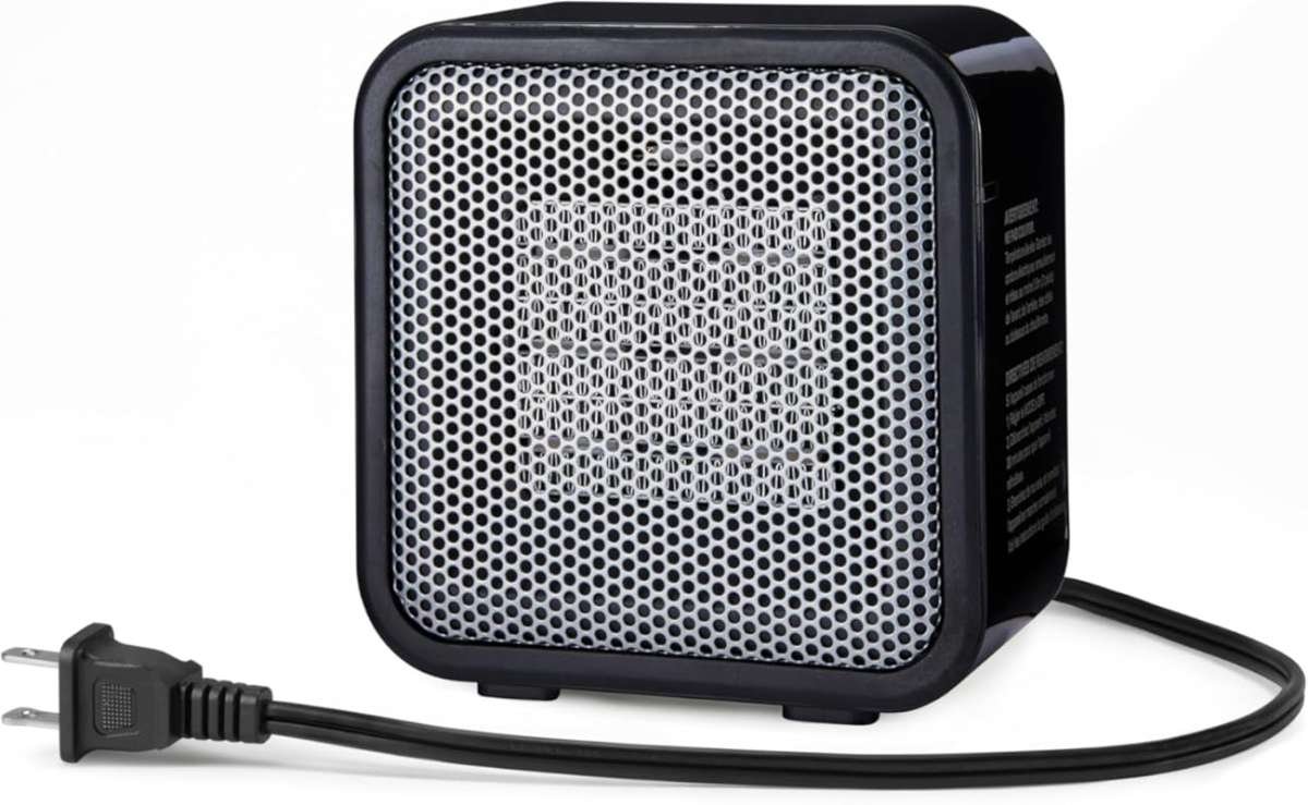 Amazon Basics 500W Ceramic Mini Space Heater, Portable Desk & Tent Hea