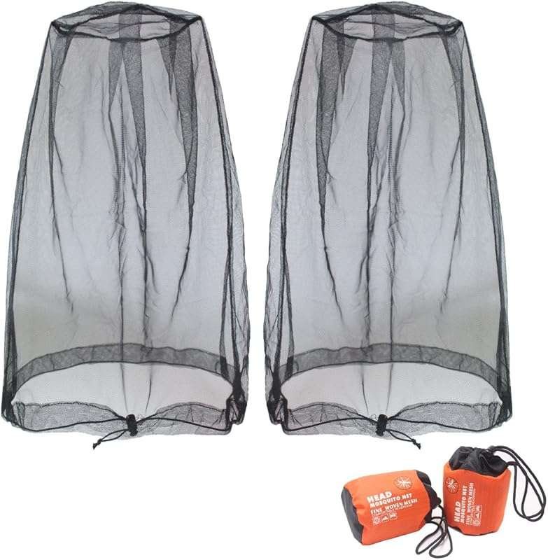 Benvo 2 Pack Mosquito Head Net Mesh for Face & Neck Bug Protection wit
